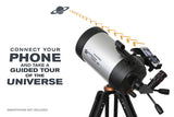5-inch SCT with a phone docked, pointed toward Saturn: guided tour graphic
