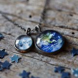 Earth and Moon Necklace—Antique Silver