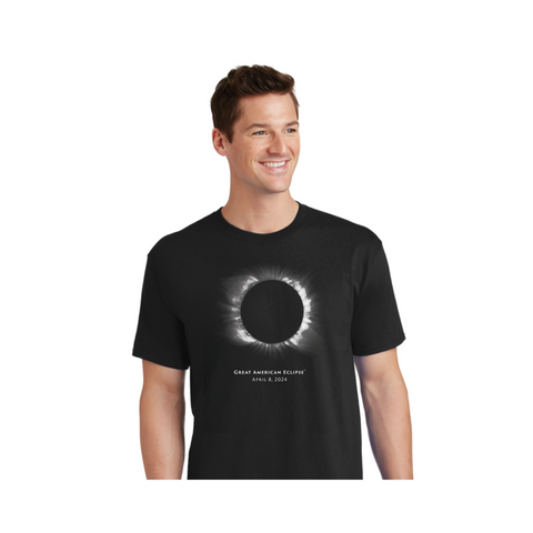 2024 Total Eclipse - Glow-in-the-dark corona t-shirt with concert-style back - Mens