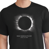 2024 Total Eclipse - Glow-in-the-dark corona t-shirt with concert-style back - Mens