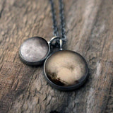 Pluto and Charon Necklace—Antique Silver